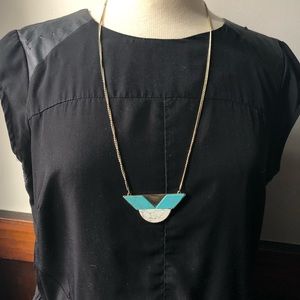 Long geometric turquoise marble necklace